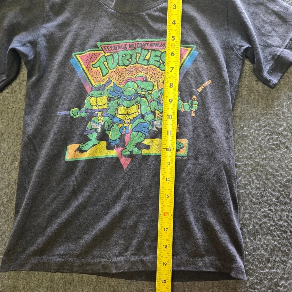 Vintage TMNT T-Shirt Kids M Gray 1990 Mirage Studios Single Stitch USA